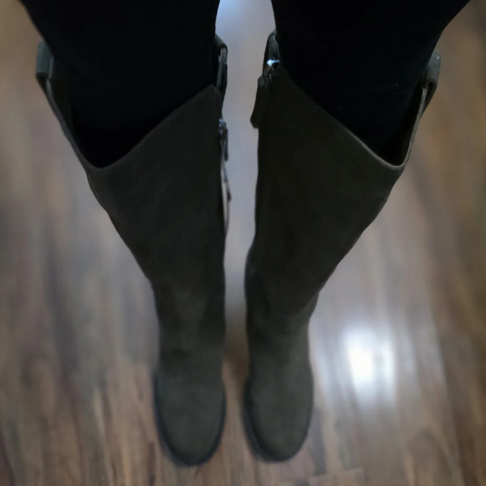 Dolce Vita Olive Suede Tall Pull-On Riding Boots